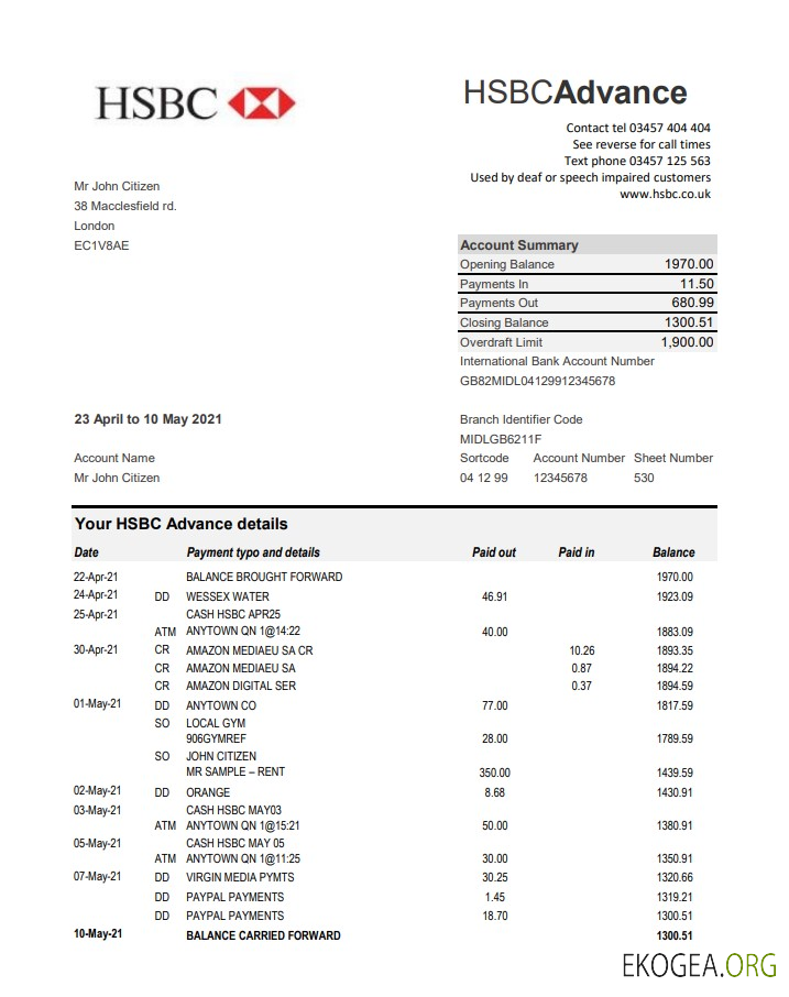 Royaume Uni HSBC excel pdf
